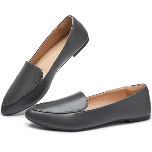 Image of FINIWOR Loafers for Women Flats Shoes Women Pointed Toe Dress Shoes Comfortable Memory Foam Penny Loafers Slip On Shoes