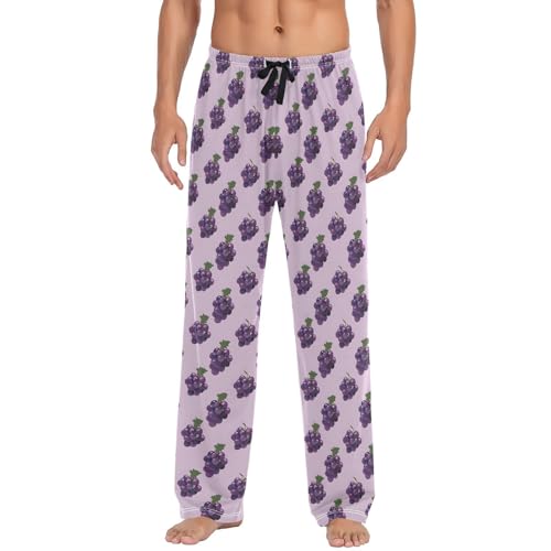 ALAZA Grape Fruit Leaf Men's Pajama Pants Lounge Pants Sleep Pajama Pant Bottoms