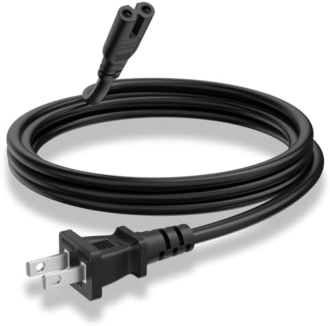 AC Power Cord Cable for Xbox Series X S, Xbox One X S, Sony PS4 PS5 PS3 PlayStation 4 5 3 Slim, Smart TVs, Printers, 5FT Universal 2 Prong Supply Cable Replacement — view 7