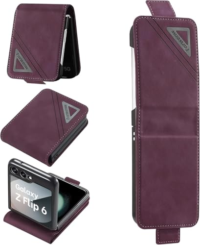 Coque en Cuir PU Premium Couleur Vin pour Samsung Galaxy Z Flip 6