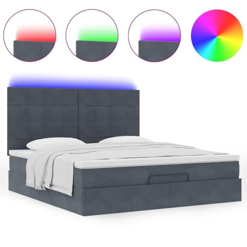 betten, bettrahmen & lattenroste Bett ohne kopfteil Bette Metall holzbettOttoman-Bett mit Matratzen Hellgrau 200x200 cm StoffGeeignet für Schlafzimmer – Bild 6