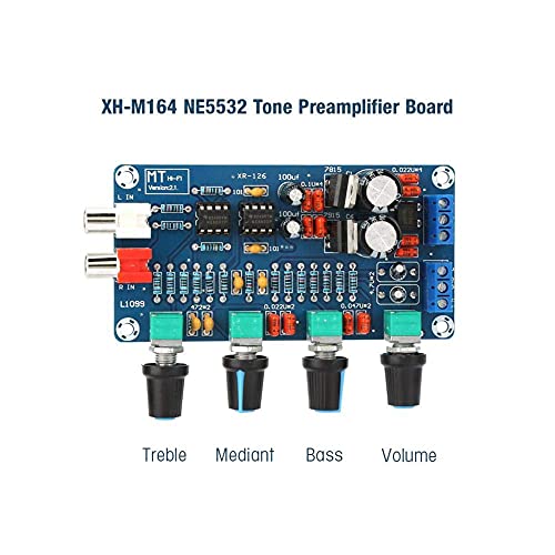 Image of XH-M164 HiFi NE5532 OP-AMP Tone Control Board with Preamp Volume Bass Treble Midrange Equalizer Dual AC 15V Power Input Low Noise Audio Amplifier Module for DIY Audio Projects