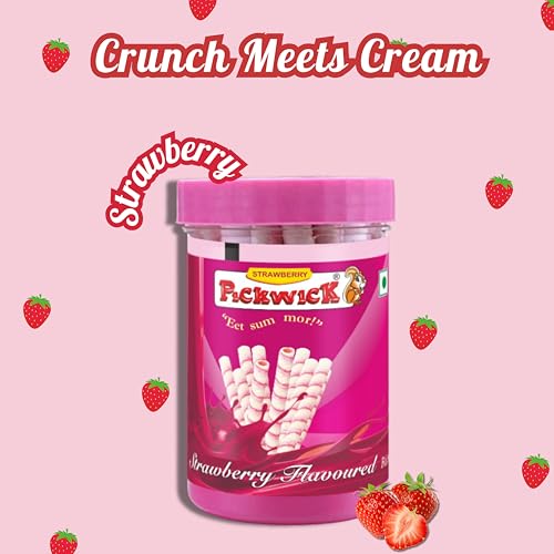 PICKWICK Strawberry Flavoured Wafer Rolls Jar - Combo Pack 300gm (150gm x 2)