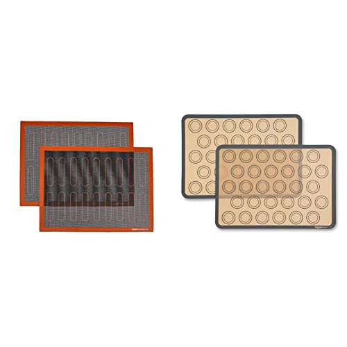 AmazonCommercial Lot de 2 tapis de cuisson 30.5 cm & Lot de 2 tapis de cuisson en silicone pour macarons