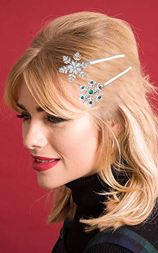 Christmas Bow Snowflake Hair Clip Hairpin Festive Gift Bows Rhinestone Snowflake Alligator Clips Xmas Holiday Party Hair Accessories Gift (Snowflake) #TOP1