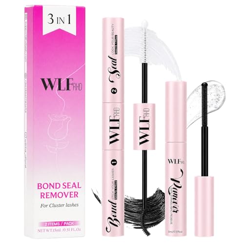 WLFRHD Lash Cluster Glue Waterproof Lash Bond and Seal with Lash Glue Remover Kit for Lash Clusters Long Lasting Eyelash Adhesive Quick Removal for Eyelash Extensions Black (5ml+5ml)