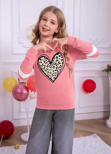 Image of Ithalt Kids Valentine Shirt Girls Valentines Shirts Cute Heart Graphic Long Sleeve Tee Tops 4-14y