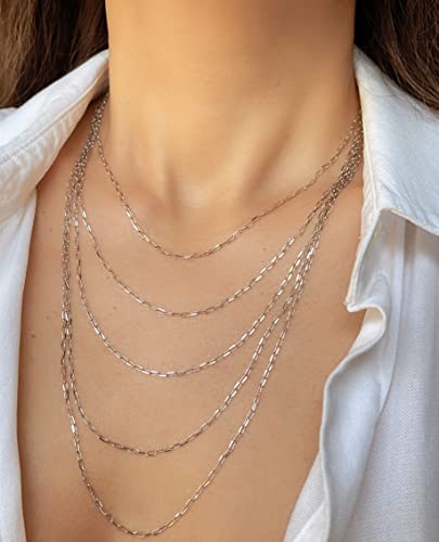 JEWELHEART 14K Solid Gold Cable Chain - 1.7mm Diamond Cut Gold Thin Paperclip Link Chain Necklace For Women - Dainty Yellow and White Real Gold Pendant Necklace with Lobster Clasp 14" 16" 18" 20" 22" 24"3