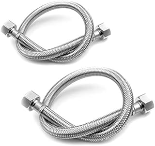 Pair of Flexible Pipes for Bathroom/Kitchen/Toilet Taps British Standard Pipe M10 x1/2 Fitting 500mm Long