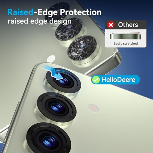 HelloDeere for Samsung Galaxy S25 Camera Lens Protector, Easy Installation, Perfect Fit, 9H Shatterproof Tempered Glass with Aluminum Metal Circle Camera Protector, Case Friendly, Mint — view 4