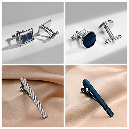 Image of UJOY Mens Tie Clip and Cufflink Set 12 PCS, Shirts Necktie Bar Pins Cuff Link Buttons, Wedding Businesss Gift for Men