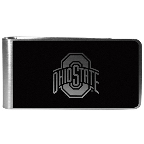 NCAA Ohio State Buckeyes Men's Siskiyou Sports black & Steel Money Clip, Black, Large
