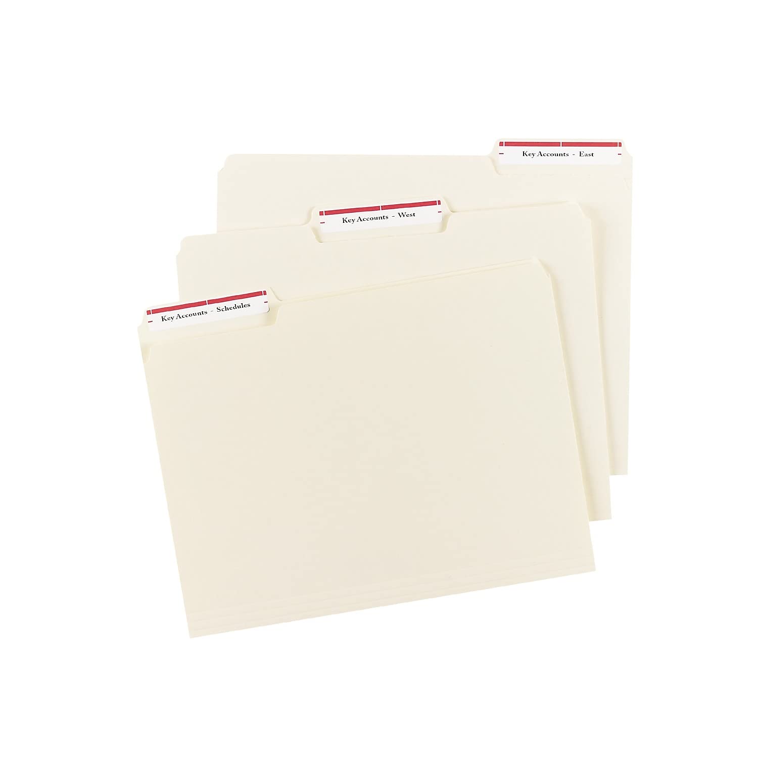New – Self-Adhesive laser/inkjet file Folder Labels, White, red Border, 1500/Box – 5066
