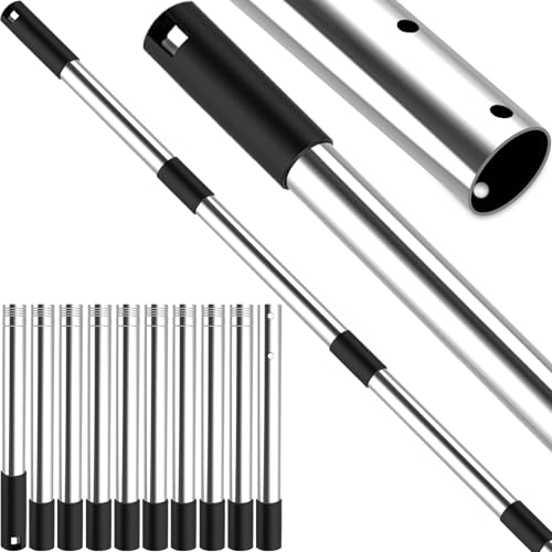 QNFANN Pool Pole Telescopic 12 Ft Heavy Duty, Professional Adjustable Stainless Steel Swimming Pool Pole for Skimmer Net, Brush, Vacuum Head, Strong Grip & Lock, Pool Cleaning Pole, Pool Brush Pole