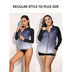 ATTRACO Women's Long Sleeve Rash Guard UV Sun Protection Zipper Gradient Swimsuit Top - Image 5