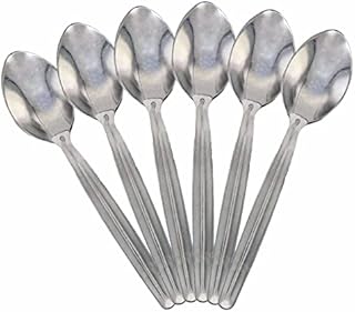 A 2 Z Teaspoons Set Stainless Steel Heavy Duty Teaspoons Economy Collection Tried and Tested Pattern Cutlery Tea or Coffee Stirring Yogurt Dessert Spoon (Pack of 6 Piece), (9211)