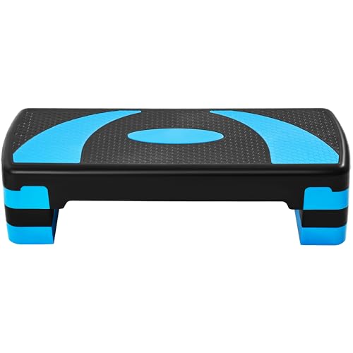 Abician Step de Fitness Stepper d'aérobic 79,5 x 30 x 20cm Réglable sur 3 Hauteurs Marche d'exercice pour Fitness à la Maison et au Bureau Bleu