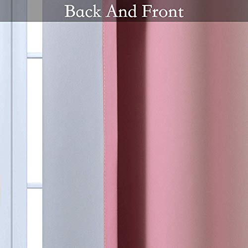 Image of SimpleHome Ombre Pink to Grey White Curtains for Living Room 52Wx84L | Room Darkening Curtains for Bedroom,Gradient Light Blocking Curtain,Thermal Insulated Grommet Window Drapes,2 Panels,84 Inch