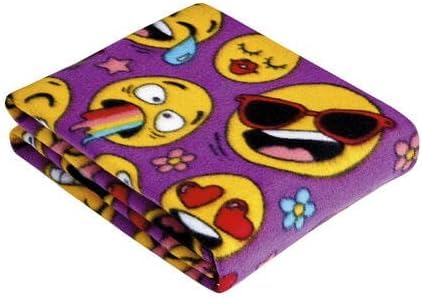 Emojis Throw Blanket 50' x 60' with Purple Background