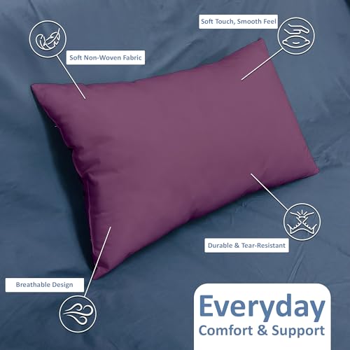 Image of ARLinen Sleeping Pillow Filler Set of 2 - Non-Woven Fabric, Fluffy Cotton Filling, Home, Hospital, Hostel & Travel Use - Wine Purple 20x30 Inch