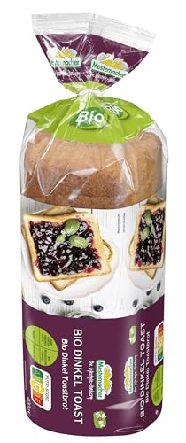 Mestemacher Bio Dinkel Toastbrot vegan & laktosefrei ohne Konservierungsstoffe knusprig zum Frühstück oder als Sandwich 17 Scheiben hergestellt in Italien 400 g