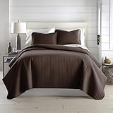 Southshore Fine Living, Inc. Twin XL Bedspread Quilt Set, Dorm Room Bedding Essentials, Stain Resistant, Machine Washable Bed Spread, XL/Twin Brown Comforter Set w/Pillow Sham, Chocolate Brown
