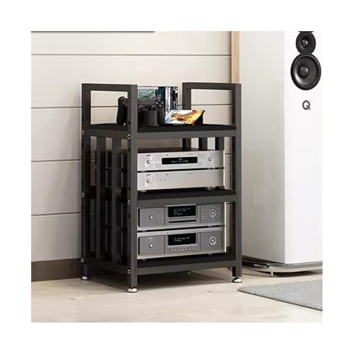 Mueble HiFi Gabinete de Almacenamiento de Medios audiovisuales, estanterías de Audio y Video, gabinetes para componentes estéreo para Sala de Estar, Juegos y Sala de grabación(Nero,50x40x70cm)