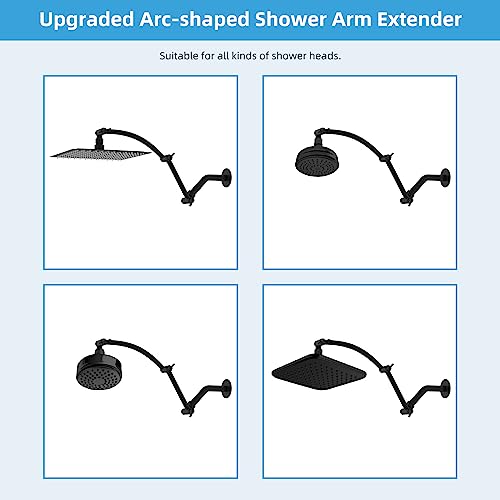 Hibbent All Metal 16'' Shower Head Extension Arm, Matte Black - image 4