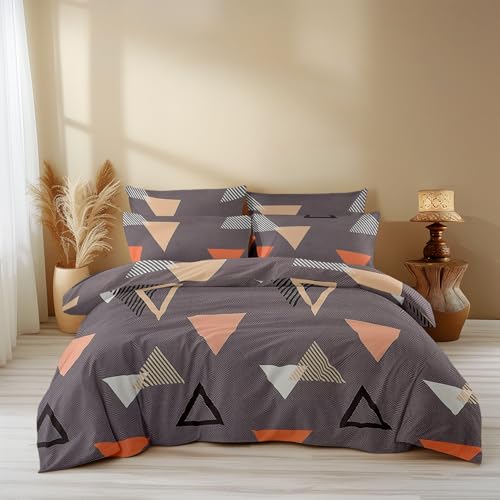 Image of LOOMLYFE 300 TC All Season King Size AC Comforter || Blanket || Duvet with 1 King Size Elastic Fitted Bedsheet and 2 Large Pillow Cover - 4 Piece Comforter Set - GreyTriangle