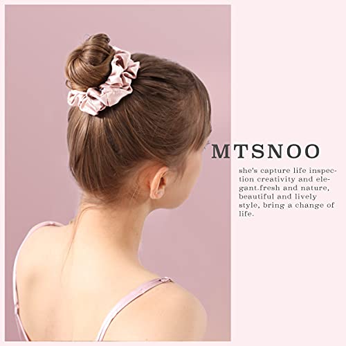 Mtsnoo Silk Scrunchies For Hair Sleep 100% Pure 22 Momme Mulberry Silk Scrunchies For Curly Hair With Elastic Band 4 Pack Silk Hair Ties Ropes Scrunchies Set For Women Girls #TOP4