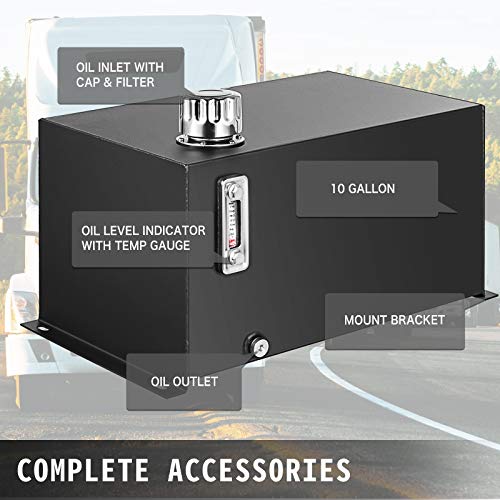 VEVOR Hydraulic Fluid Tank 10 Gal Fuel Tank Heavy Duty Hydraulic Steel Tank Reservoir, Gasoline Transfer Tanks, Hydraulic Reservoir with Strainer Tank Gauge Filter Breather Cap for Tractors & Trucks - Thumbnail 6