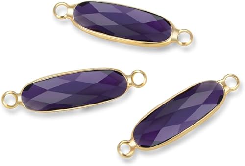 Miniatura 1 de CCP9-G2 - 10 unidades de Adabele grado A febrero amatista púrpura piedra natal conector de eslabones de joyería de 0.827 in de largo, chapado en