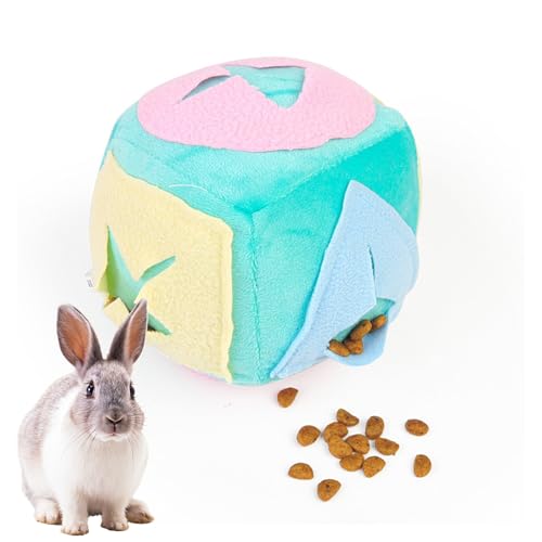 Valicaer Rabbit Snuffle Ball Treat Dispenser, Bunny Rabbit Toys Boredom Breaker with Bell, Washable Puzzle Enrichment Toys for Indoor Bunnies to Relieve Boredom