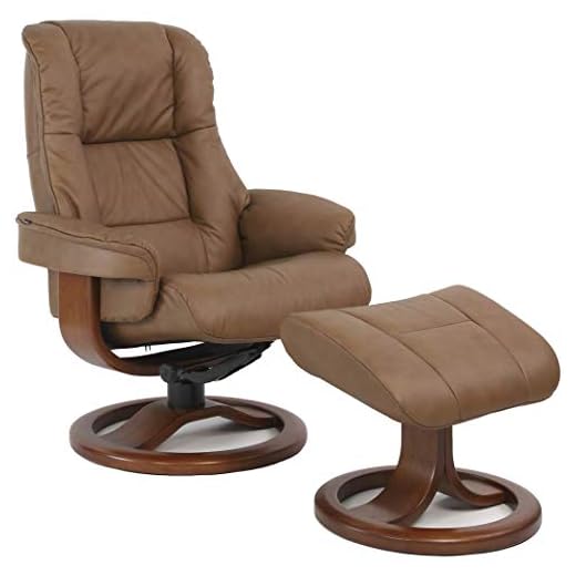 Fjords 855 Loen Large Leather Recliner Norwegian Ergonomic Scandinavian Lounge Reclining Chair Furniture Nordic Line Genuine Cappuccino Leather Teak Wood