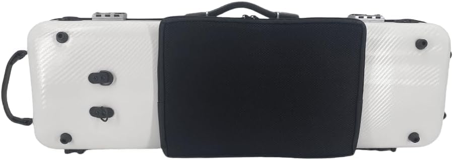 Vetimobato Braided Carbon Fiber Violin Case for 3/4 & 4/4 Full-Size Violins Rectangle Lightweight Hard Shell Case with Music Bag,4 Bow Holders Durable Protection for Travel & Storage (White with Lock) image 2