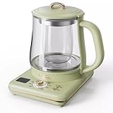 Health Pot, 1.5L Retro Electric Tea kettle with Glass Stew Pot & Tea Infuser, 8 Menus, 40-90℃ Adjustable Temperature, 9.5 Hours Appointment & 24H Keep Warm, BPA Free, 1000W (CN Panel)