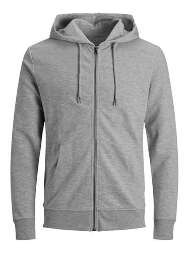 JACK & JONES Homme Jjebasic Zip Hood Noos Cardigan Sweater, Light Gris Melange, M EU