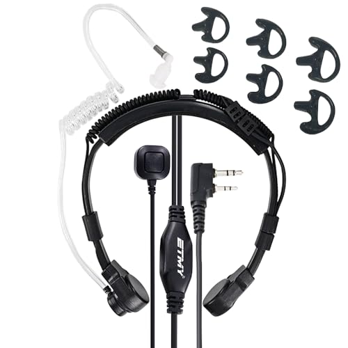 ETMY K-2 PIN Throat Mic Compatible with BaoFeng/Retevis/Pxton/Kenwood, Airsoft Tactical Single-Ear Air Tube Headset with 3-Pair Earbuds, for Noisy Env/Hunting/Security & Motorcycle Riding 2 Pack