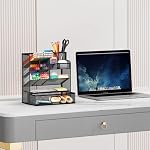 Pen Organizer for Desk - Multi-Functional Pencil Holder with Drawer Desk Organizers, Large Capacity Storage for School Office Home Supplies (Black)