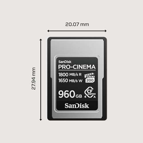 SanDisk CFexpress Pro Cinema Type A Carte 960 Go Jusqu’à 1800 Mo/ en Lecture Jusqu’à 1650 Mo/ en écriture 4K 6K 8K VPG200 - vue 7