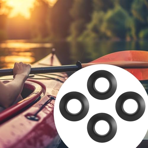 Vaveren 4 Pieces Kayak Paddle Drip Rings Paddle Protection Easy to Install PVC Paddle Shaft Drip Rings Replacement Part for Canoeing, Black