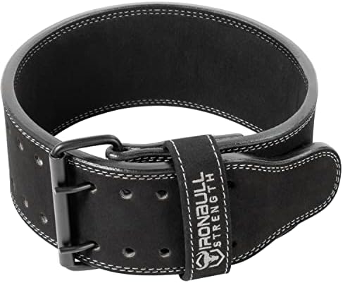 Iron Bull Strength Powerlifting Belt - 10mm Double Prong - 4-inch Wide - Heavy Duty for Extreme Weight Lifting Belt (All Black, Medium)