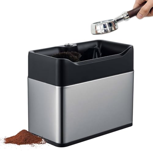 Glowdora Limpiador Eléctrico De Portafiltros De Café con Doble Raspador Y Cepillos, Velocidad De 340 RPM para Una Limpieza Rápida En El Hogar O En Establecimientos Comerciales Silver