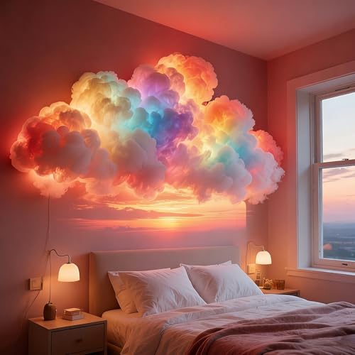 DIY Thundercloud LED Light Decor,USB-Powered 3D Cloud Ambient Light Kit,LED