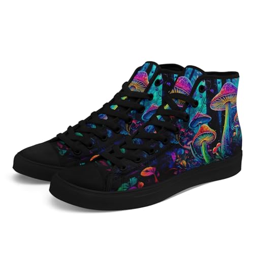 Unisex Artistic Mushroom Print High Top Canvas Sneakers, Lightweight Breathable Lace-Up Shoes for Walking and Daily Wear3
