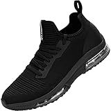 LARNMERN PLUS Zapatillas de Deporte Mujer Ligero Transpirable Air Zapatos para Correr Antideslizantes Amortiguación Comodos Caminar Zapatos Gimnasio Running Trabajar（Negro，36）