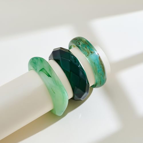 3PCS Colorful Acrylic Resin Bangle Bracelet for Women Boho Geometric Acetate Plate Bracelet Trendy Resin Jewelry3