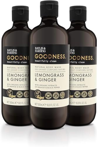 Baylis & Harding Goodness Duschgel Zitronengras und Ingwer, 500 ml (3 Stück) – Vegan Friendly