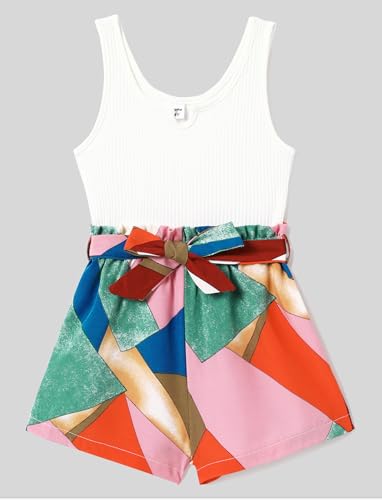 Image of PATPAT Mom and Daughter Matching Jumpsuits - Black Tank Top with Floral Wide-Leg Shorts