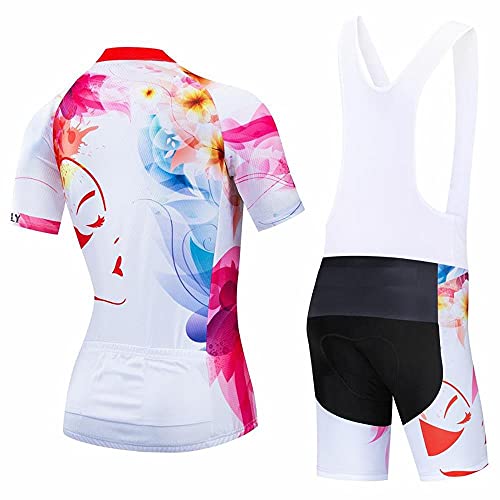 Sudusudo Women's Cycling Clothing Set Short Sleeve Road Bike Shirts Breathable Cycling Jersey With 20D Gel Padded Bib Shorts, X-Large #TOP1